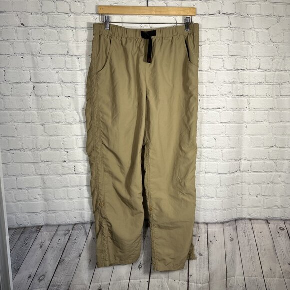 Gramicci Pants Women’s Size L Tan Beige Belted Climbing Nylon Roll Up W-0112JX - Picture 1 of 13
